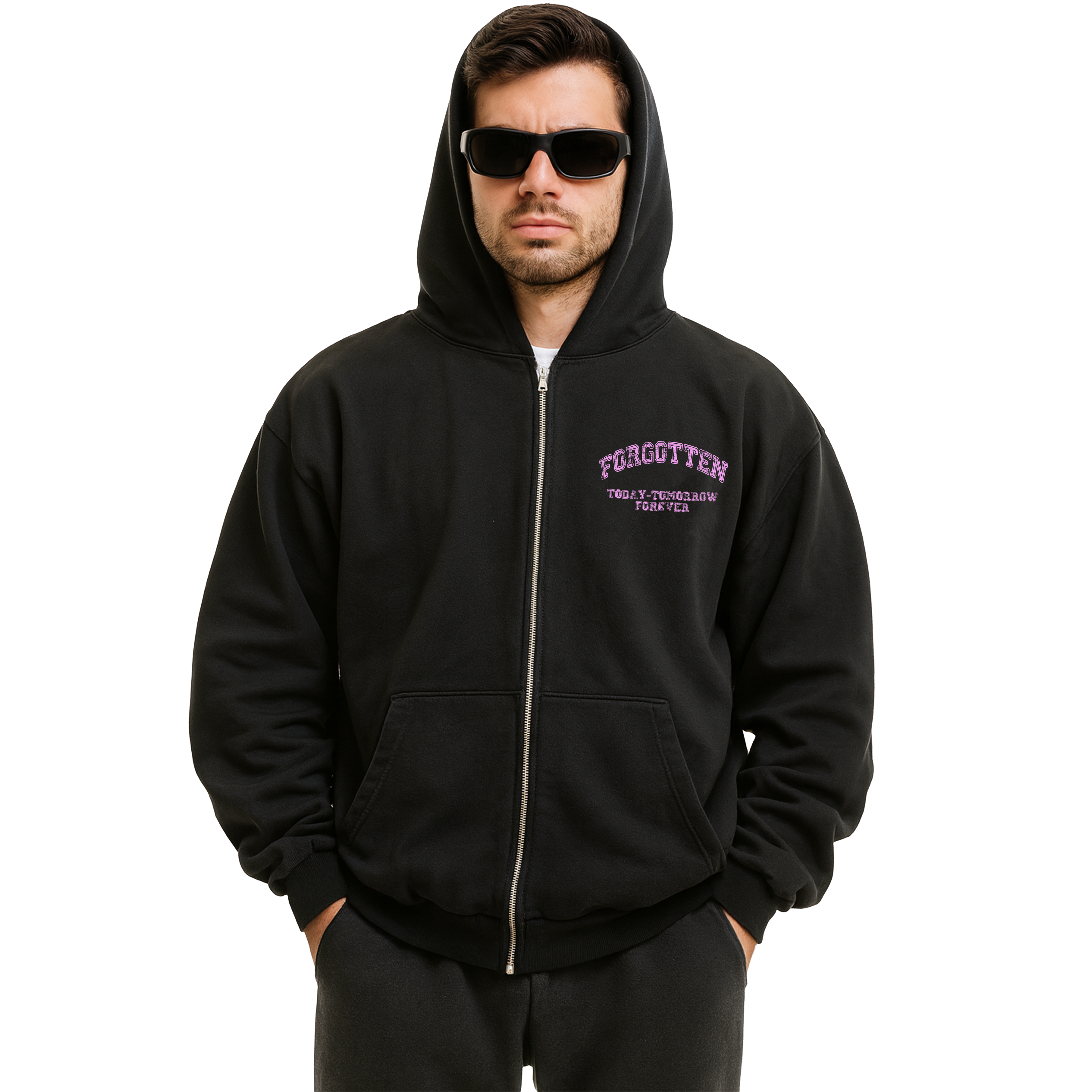 SIGNATURE ZIP BLACK W/ PINK